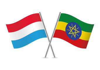 Luxembourg and Ethiopian flags. Vector illustration.