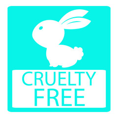 Animal cruelty free icon design. Animal cruelty free symbol design. Product not tested on animals sign with bunny turquoise background rabbit. Vector illustration.