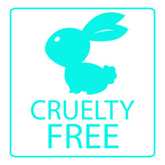 Fototapeta premium Animal cruelty free icon design. Animal cruelty free symbol design. Product not tested on animals sign with bunny turquoise background rabbit. Vector illustration.