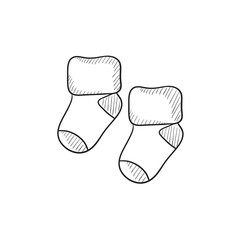 Baby socks sketch icon.