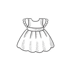 Baby dress sketch icon.
