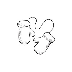 Baby mittens sketch icon.