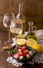 white wine and fruits