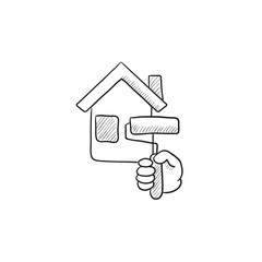 House painting sketch icon.