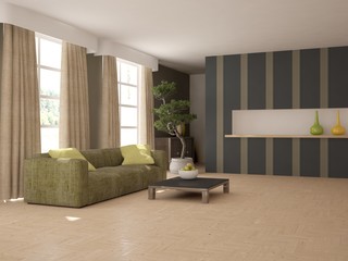 white interior design of living room