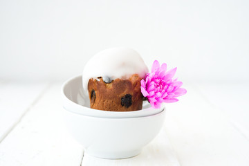 Rum baba with sugar fondant
