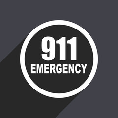 Flat design gray web 911 vector icon