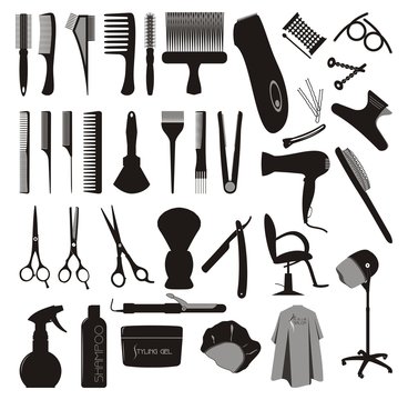 Hair styling silhouette vector set