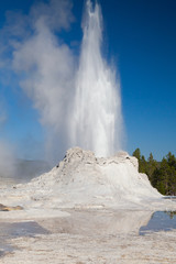 Irregular eruption in Castle Geyser in Yellowstone