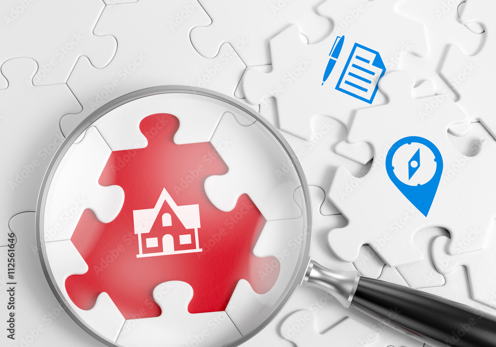 Poster searching for housing. 3d rendering graphics on the subject of 'housing selection'.