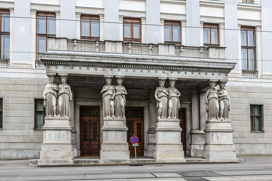 Historic building of the Austrian Parliament in Vienna, Austria.