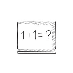 Maths example written on blackboard sketch icon.