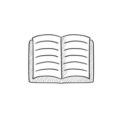 Open book sketch icon.