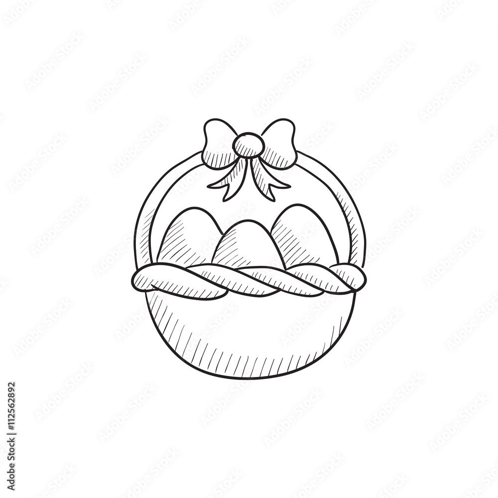 Canvas Prints Basket full of easter eggs sketch icon