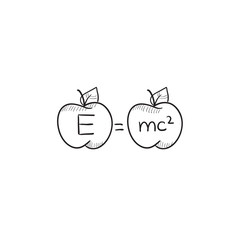 Two apples with formulae sketch icon.