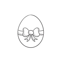 Easter egg with ribbon sketch icon