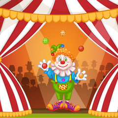 Obraz na płótnie Canvas Juggling cartoon clown