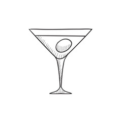Cocktail glass sketch icon.