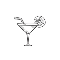 Cocktail glass sketch icon.