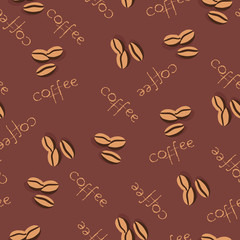  Seamless coffee pattern in pale brown colors.