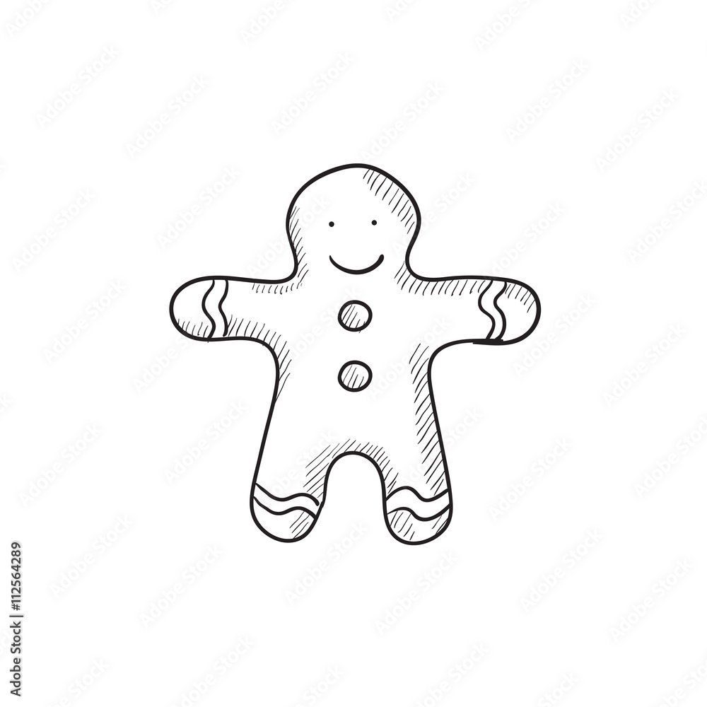 Canvas Prints gingerbread man sketch icon