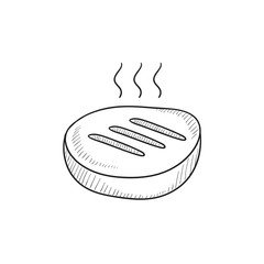 Grilled steak sketch icon.