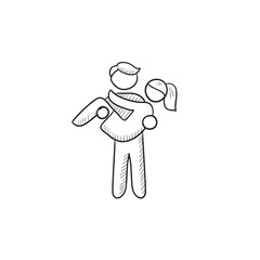 Man carrying his girlfriend sketch icon.