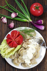 Dumplings in plate