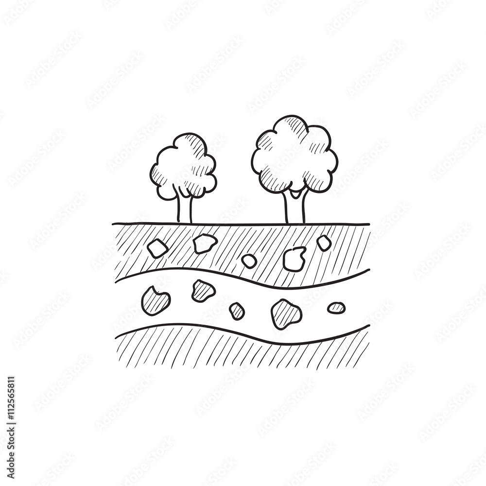 Poster cut of soil with different layers sketch icon.