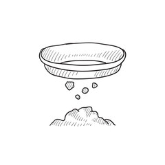 Bowl for sifting gold sketch icon.