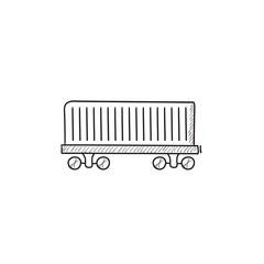 Cargo wagon sketch icon.