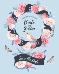 Wedding invitation with ribbon