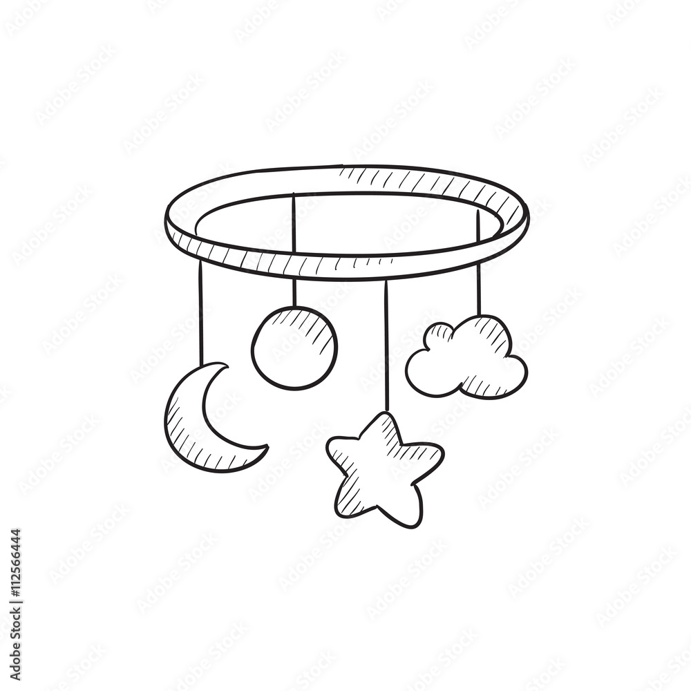 Canvas Prints baby bed carousel sketch icon.