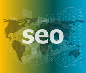 The word seo on digital screen, it concept vector illustration