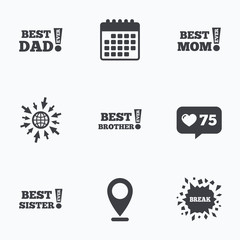 Best mom and dad, brother, sister icons.