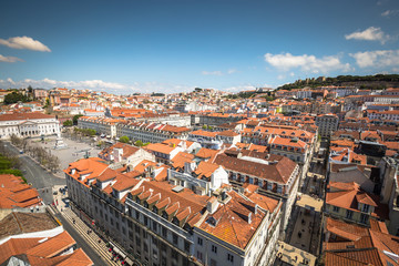 Fototapeta na wymiar Lisbon,Portugal-April 12,2015:Beautiful view of Lisbon old city,