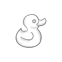 Bath duck sketch icon.