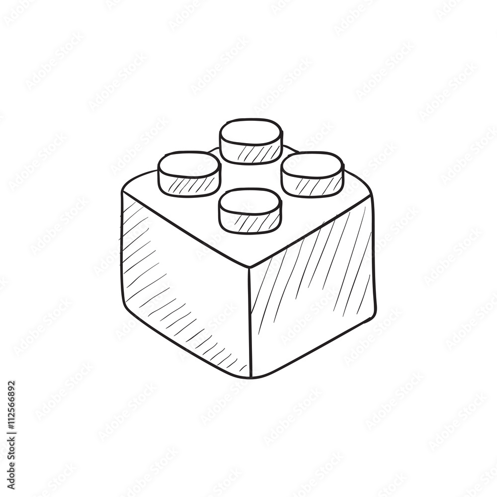 Poster building block sketch icon.