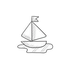 Toy model of ship sketch icon.