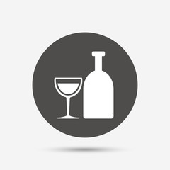 Alcohol sign. Drink symbol. Bottle with glass