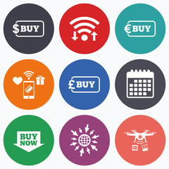 Buy now arrow sign. Online shopping icons.