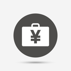 Obraz premium Case with Yen JPY sign. Briefcase button.