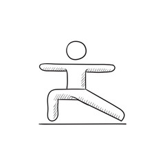 Man practicing yoga sketch icon.