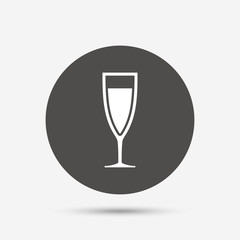 Glass of champagne sign icon. Alcohol drink.