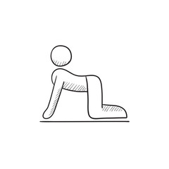 Man practicing yoga sketch icon.