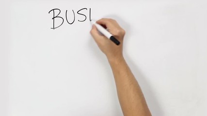 Whiteboard explainer video, hand writing Business Model using a black marker, lots of room for copy or animation below