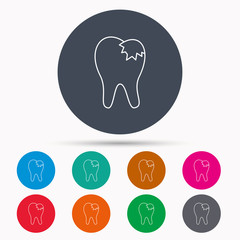 Dental fillings icon. Tooth restoration sign.