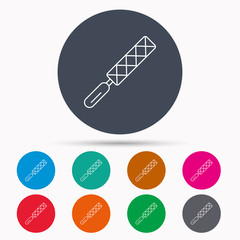 File tool icon. Carpenter equipment sign.