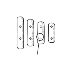 Xylophone with mallet sketch icon.