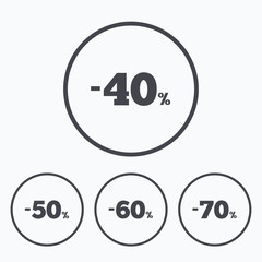 Sale discount icons. Special offer price signs.
